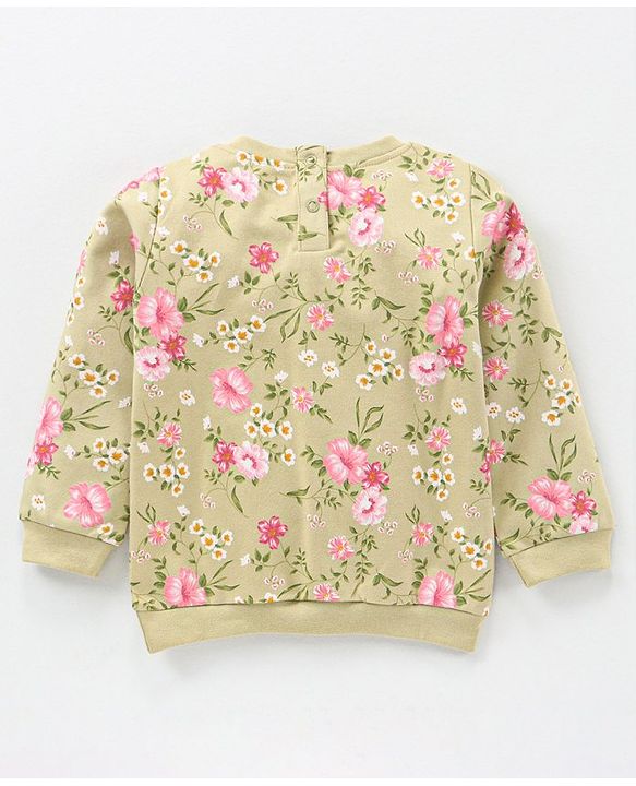Babyhug Cotton Knit Full Sleeves Top and Lounge Pant Floral Print - Grey