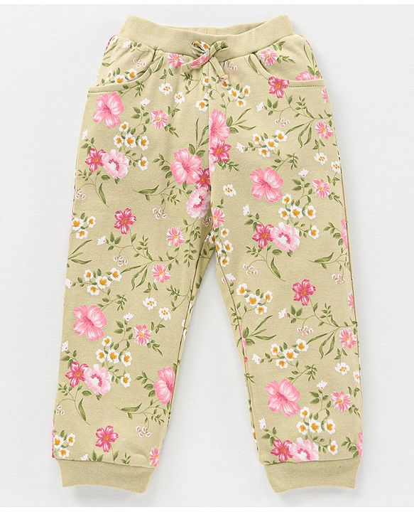 Babyhug Cotton Knit Full Sleeves Top and Lounge Pant Floral Print - Grey
