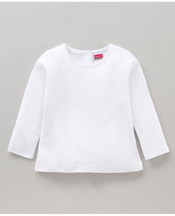 Babyhug Cotton Full Sleeves Solid Tee & Dungaree Set Floral Print - White