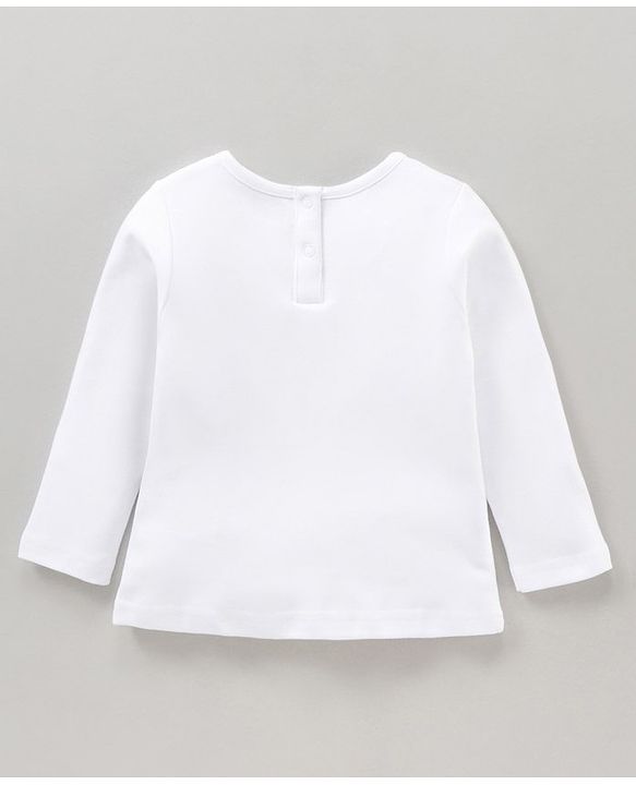 Babyhug Cotton Full Sleeves Solid Tee & Dungaree Set Floral Print - White