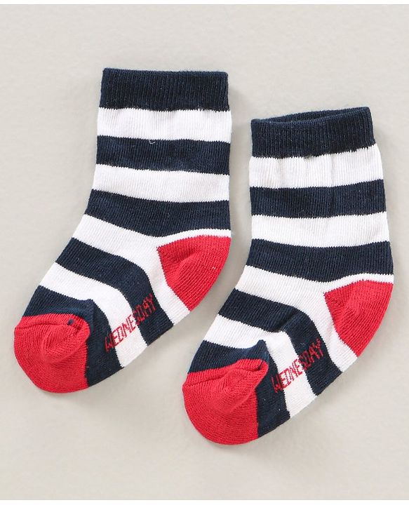 Cute Walk by Babyhug Ankle Length Antibacterial Socks Pack Of 7 Striped Design - Multicolour