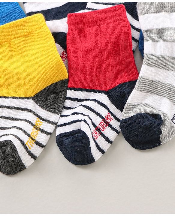 Cute Walk by Babyhug Ankle Length Antibacterial Socks Pack Of 7 Striped Design - Multicolour