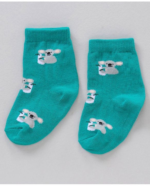 Cute Walk by Babyhug Anti Bacterial Ankle Length Non Terry Socks Animal Print Pack of 5 Pair - Multicolour