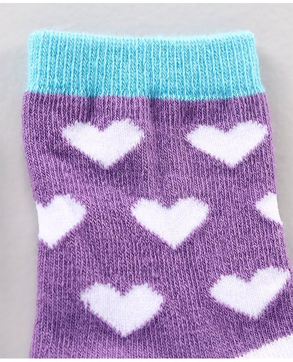 Cute Walk by Babyhug Anti Bacterial Ankle Length Striped Socks Heart Design Pack of 3 - Multicolor