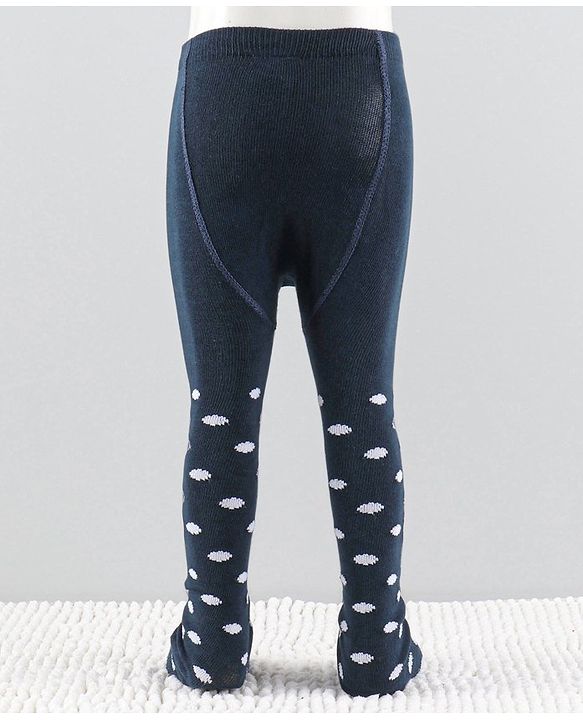 Cutewalk by Babyhug Anti-Bacterial Tights Polka Dots & Hearts Design - Navy