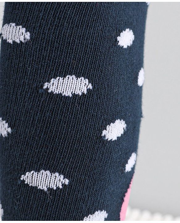 Cutewalk by Babyhug Anti-Bacterial Tights Polka Dots & Hearts Design - Navy