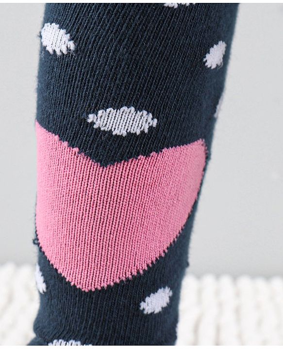 Cutewalk by Babyhug Anti-Bacterial Tights Polka Dots & Hearts Design - Navy