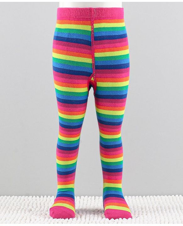 Cutewalk by Babyhug Anti-Bacterial Tights Striped Design - Multicolour