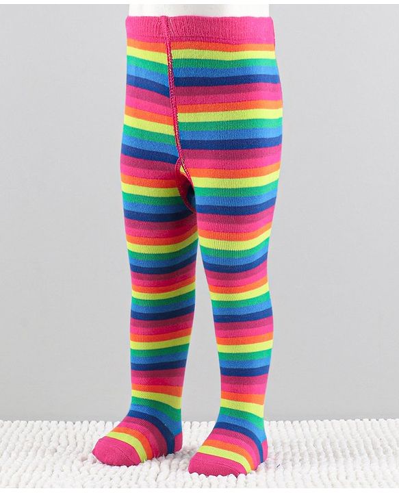 Cutewalk by Babyhug Anti-Bacterial Tights Striped Design - Multicolour