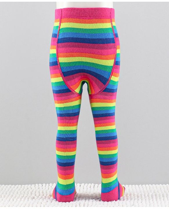 Cutewalk by Babyhug Anti-Bacterial Tights Striped Design - Multicolour