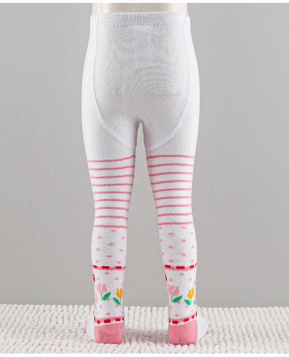 Cutewalk by Babyhug Anti-Bacterial Tights Striped - White