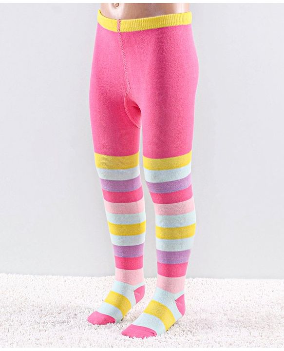 Cutewalk by Babyhug Anti Bacterial Footed Tights Striped Pack Of 2 - Pink