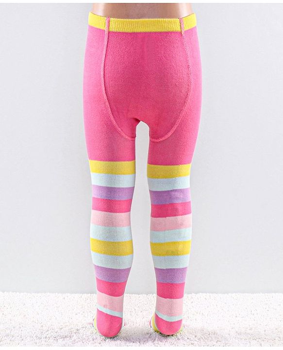 Cutewalk by Babyhug Anti Bacterial Footed Tights Striped Pack Of 2 - Pink