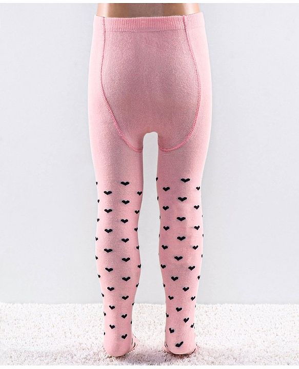 Cutewalk by Babyhug Anti Bacterial Footed Tights Heart Design Pack Of 2 - Pink & Black