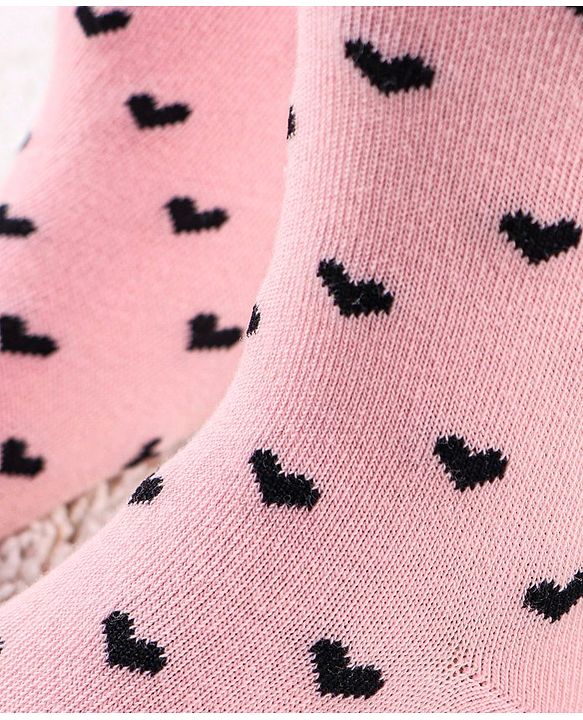 Cutewalk by Babyhug Anti Bacterial Footed Tights Heart Design Pack Of 2 - Pink & Black