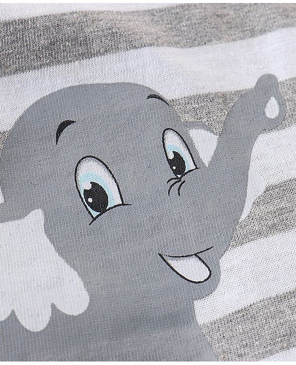 Babyhug Cotton  Half Sleeves T-Shirt with Elephant Print - White Melange