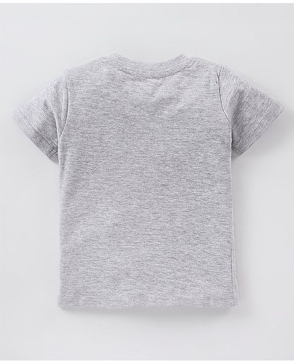 Babyhug Cotton Jersey Half Sleeves T-Shirt Car Printed - Grey Melange