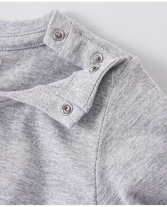 Babyhug Cotton Jersey Half Sleeves T-Shirt Car Printed - Grey Melange