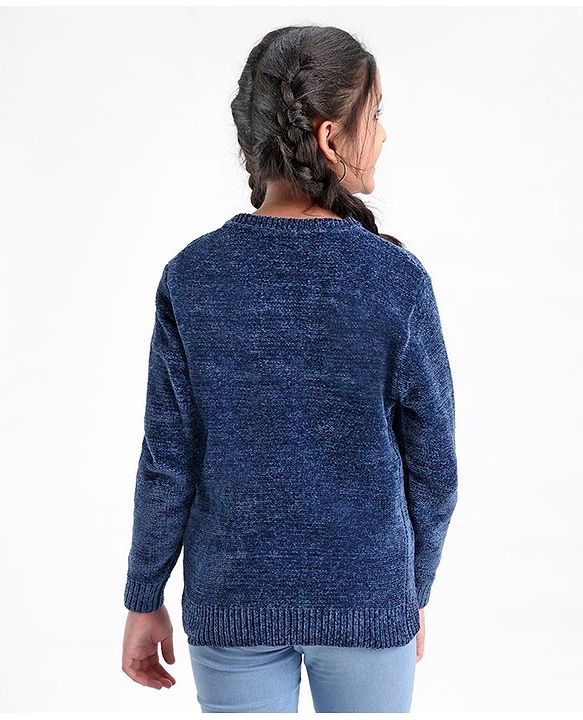 Pine Kids Full Sleeves Chenille Sweater for Moderate Winter - Navy