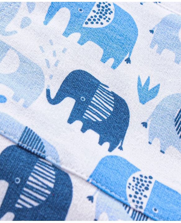 Babyhug Cotton Knit Elephant Print Dungaree with Full Sleeves Inner T-Shirt - Peach White