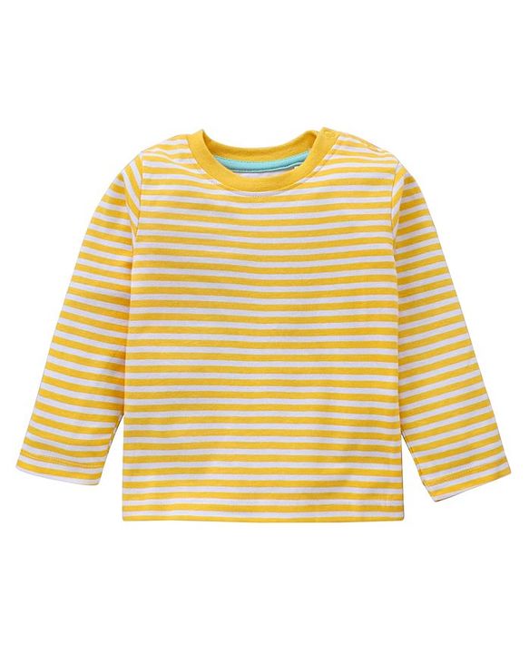Babyhug 100% Cotton Knit Sleeveless Lion Printed Dungaree With Full Sleeves Striped Tee - Yellow Blue