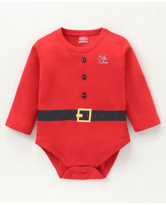Babyhug 100% Cotton Full Sleeves Onesies Christmas Theme & Text Print - Pack of 2