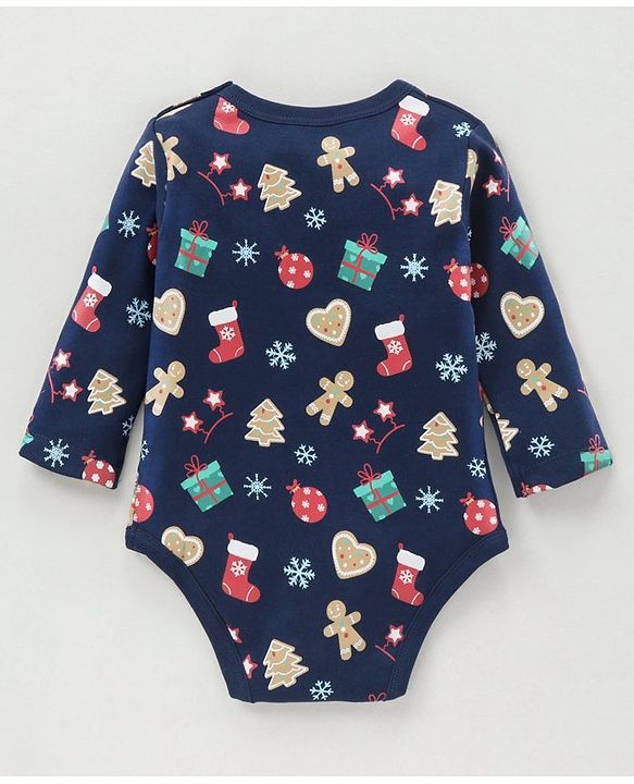 Babyhug 100% Cotton Full Sleeves Onesies Christmas Theme & Text Print - Pack of 2