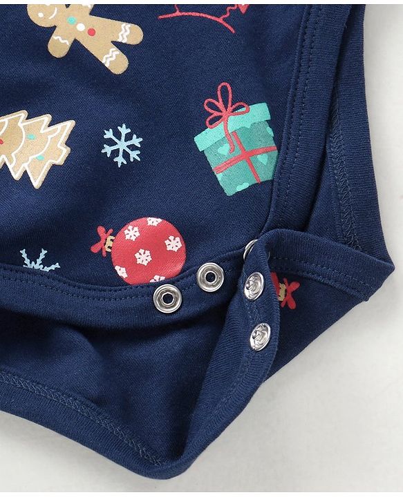 Babyhug 100% Cotton Full Sleeves Onesies Christmas Theme & Text Print - Pack of 2