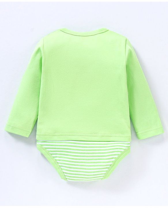 Babyhug 100% Cotton Full Sleeves Onesies Stripes & House Print Pack of 3- Multicolor
