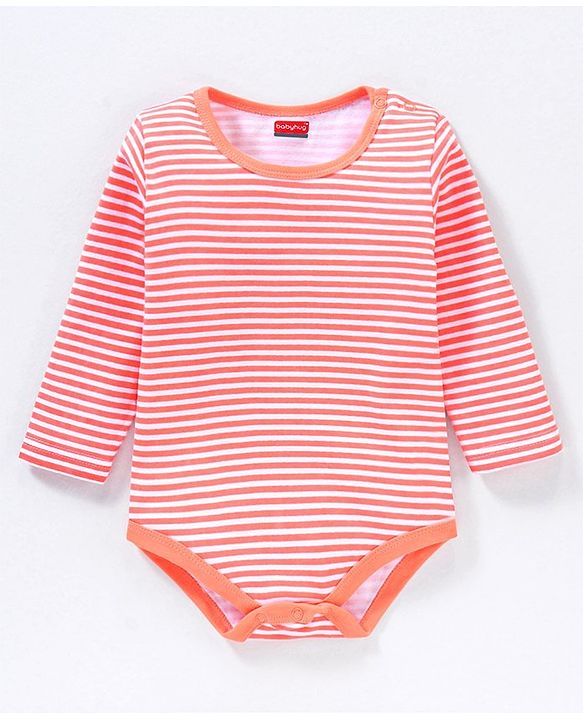 Babyhug 100% Cotton Full Sleeves Onesies Stripes & House Print Pack of 3- Multicolor