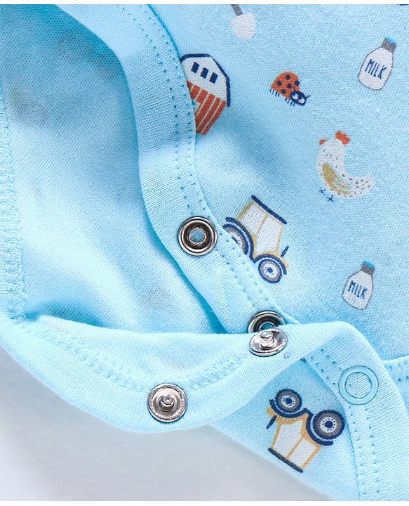 Babyhug 100% Cotton Full Sleeves Onesies Stripes & House Print Pack of 3- Multicolor