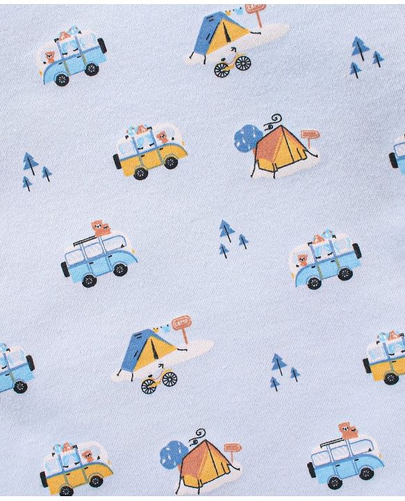 Babyhug 100% Cotton Knit Full Sleeves Cars & Bus Printed Onesies Pack Of 2 - Multicolour