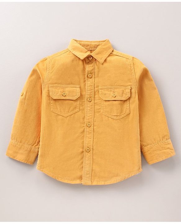 Babyhug Cotton Knit Solid Full Sleeves Shirt and Jeans Pant - Yellow Black