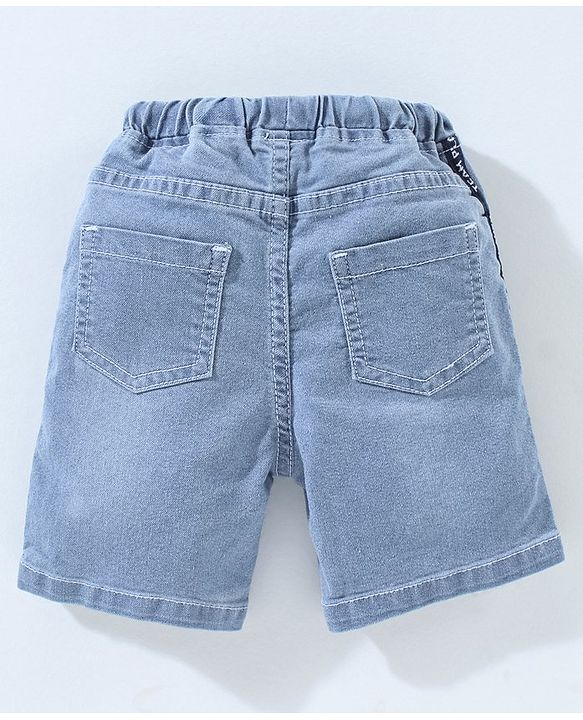 Babyhug Cotton Spandex Above Knee Length Washed Denim Bermuda - Light Blue