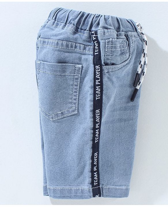 Babyhug Cotton Spandex Above Knee Length Washed Denim Bermuda - Light Blue