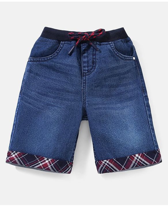 Babyhug Cotton Stretchable Denim Washed Barmuda  Knee length - Blue