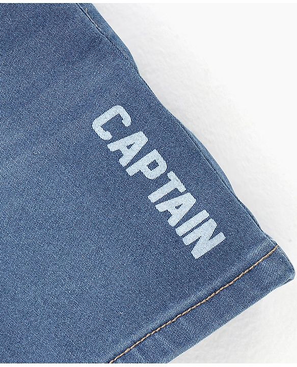 Babyhug Cotton Above Knee Length Washed Denim Bermuda with Belt Text Print - Blue