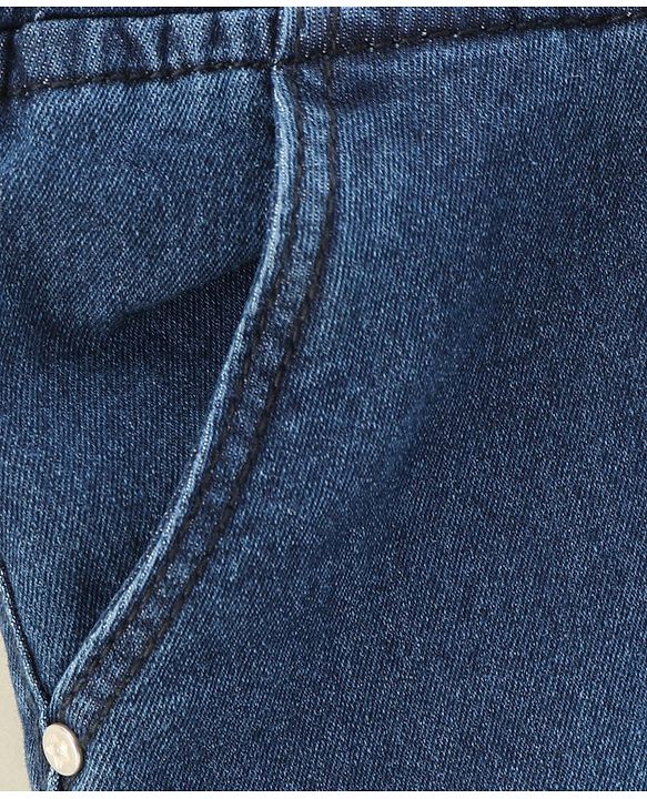 Babyhug Knee Length Washed Denim Jamaican Shorts - Dark Blue