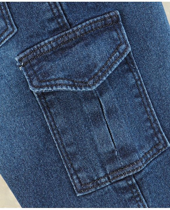 Babyhug Knee Length Washed Denim Jamaican Shorts - Dark Blue