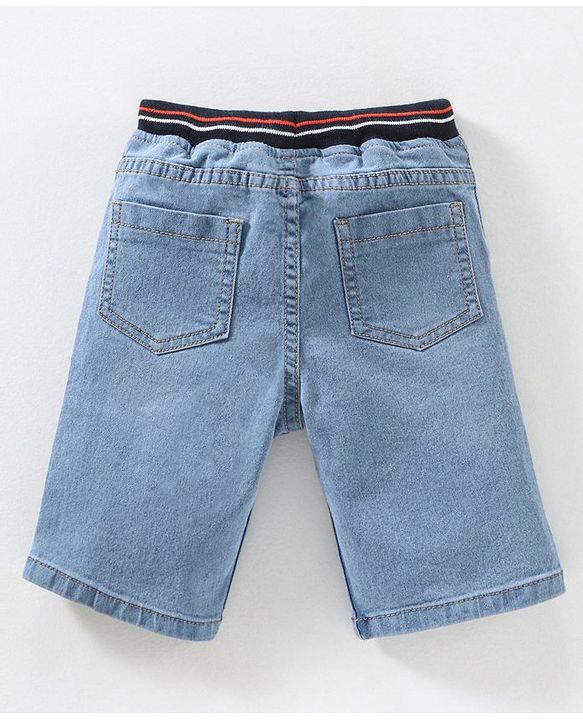 Babyhug Cotton Knee Length Washed Denim Washed Jamaican - Blue