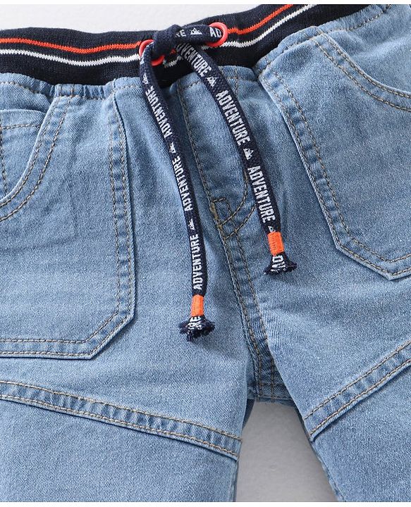 Babyhug Cotton Knee Length Washed Denim Washed Jamaican - Blue