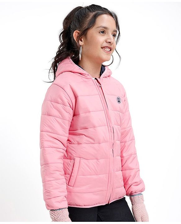 Pine Kids Full Sleeves Solid Padded Reversible Jacket with Hood & Travelling Pouch - Multicolour