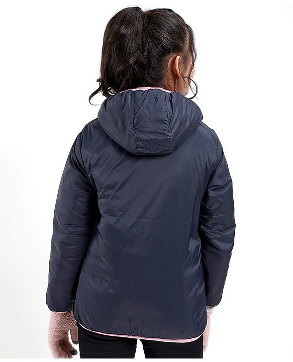 Pine Kids Full Sleeves Solid Padded Reversible Jacket with Hood & Travelling Pouch - Multicolour