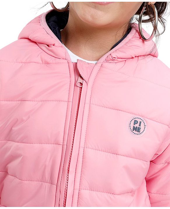 Pine Kids Full Sleeves Solid Padded Reversible Jacket with Hood & Travelling Pouch - Multicolour
