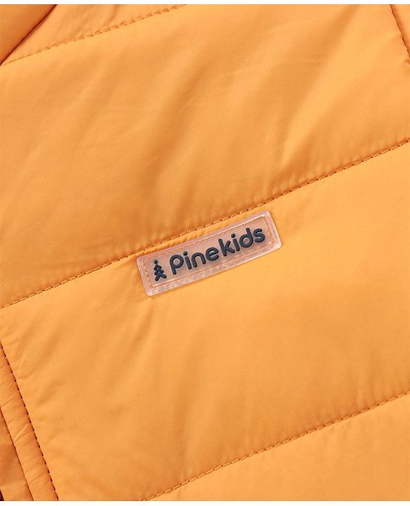 Pine Kids Full Sleeves Reversible Padded Jacket with Travelling Pouch - Yellow Navy Blue