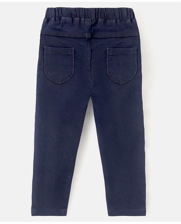 Babyhug Denim Full Length Stretchable Jeggings Solid Color - Blue