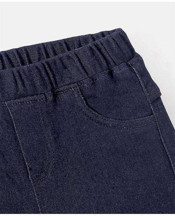 Babyhug Denim Full Length Stretchable Jeggings Solid Color - Blue