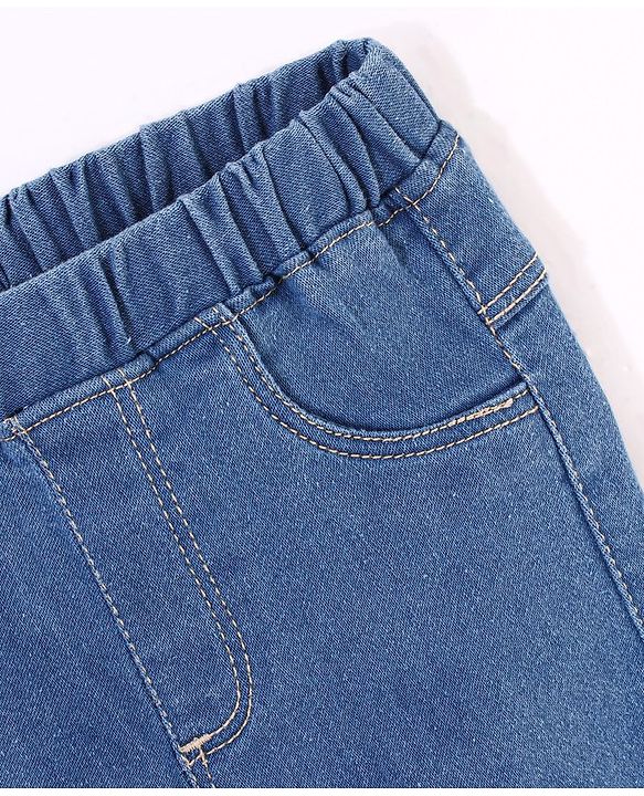 Babyhug  Denim Full Length Stretchable Jeggings Solid Color - Blue
