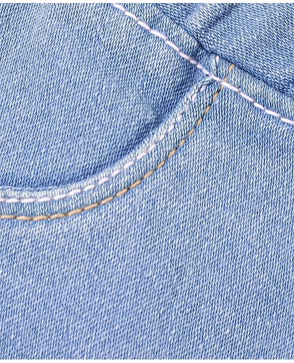 Babyhug  Denim Full Length Stretchable Jeggings Solid Color - Blue