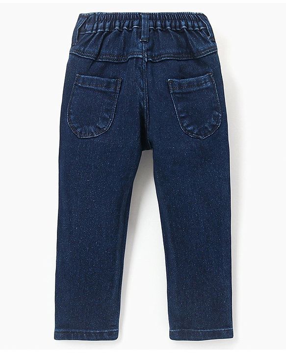 Babyhug Cotton Full Length Denim Jeans - Dark Blue